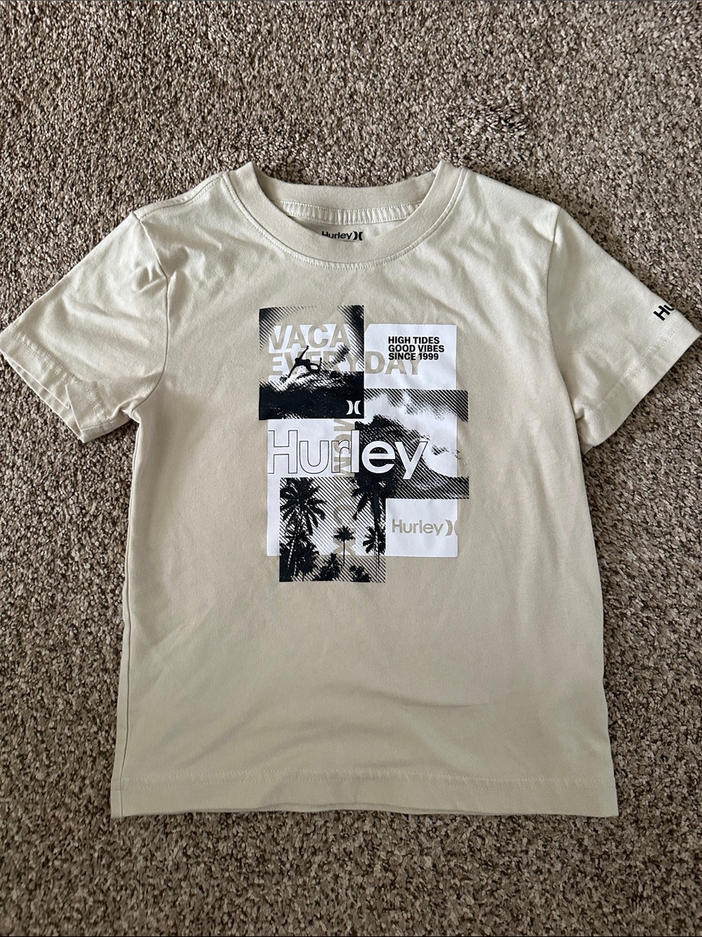 Hurley Cream Graphic Palm-Print Tee